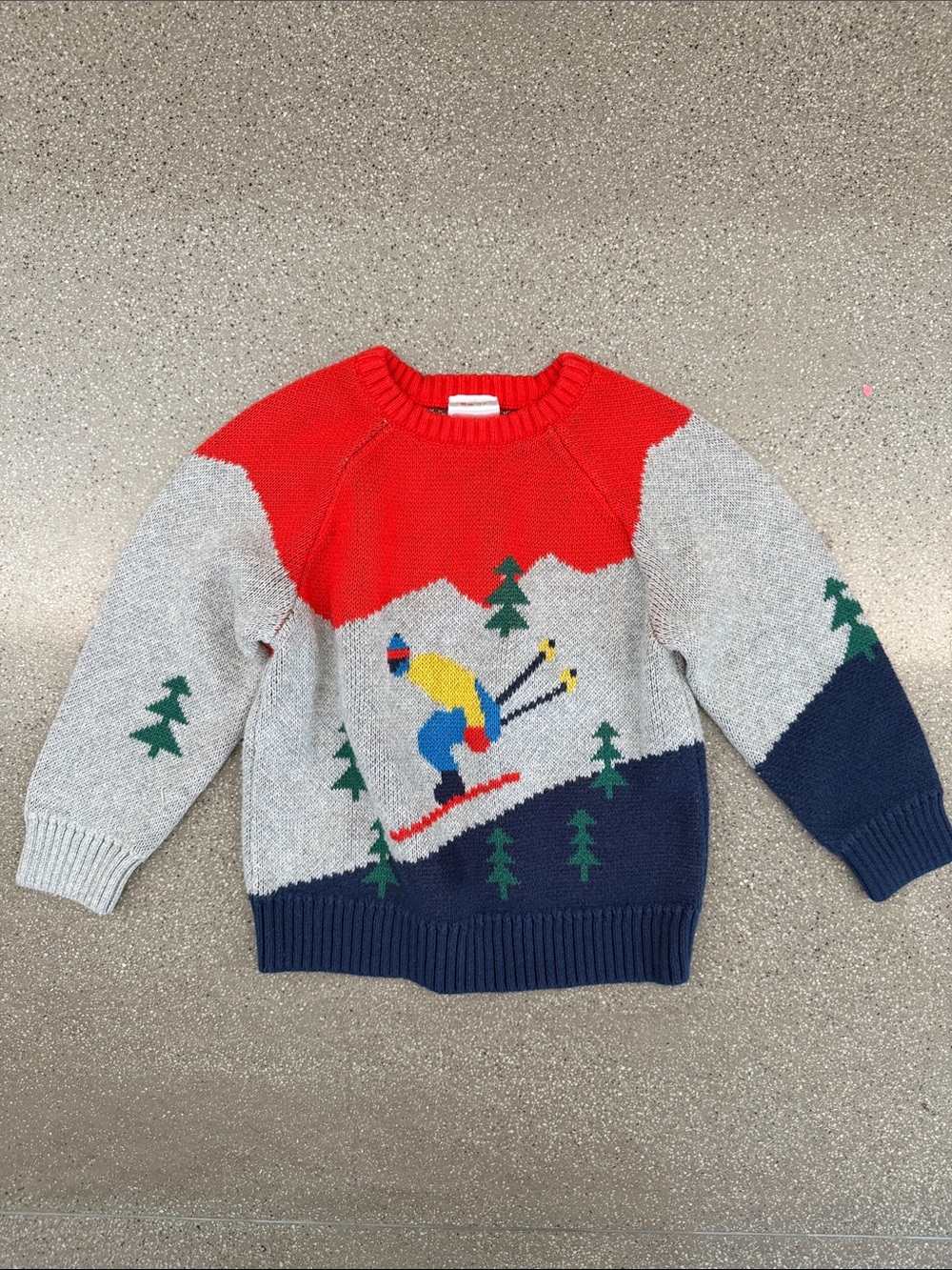 Hanna Andersson Red, Gray & Navy Ski Jumper Sweater